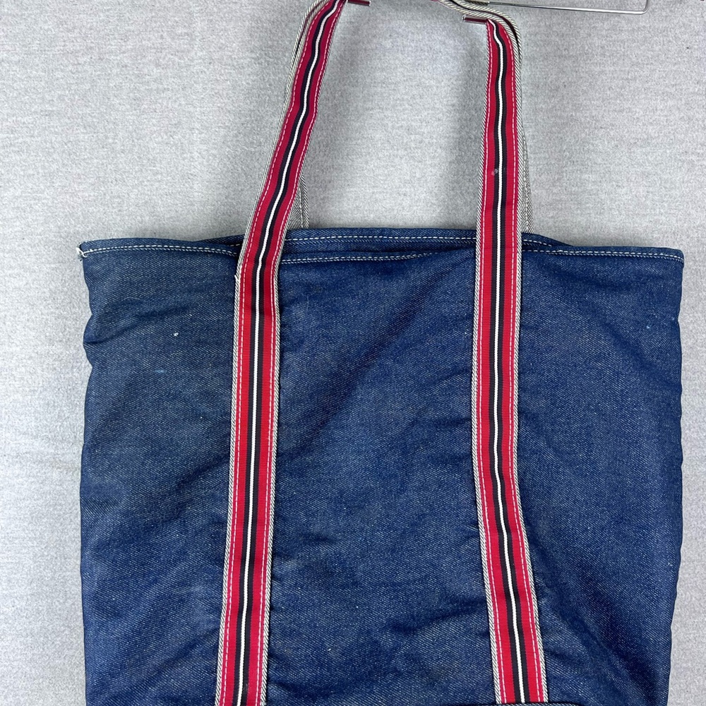 Vintage 90s Denim Tote Bag Top Handle Market Tote